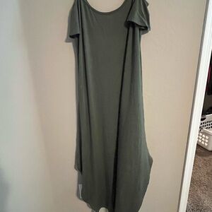 White Mark Asymmetrical Olive Dress